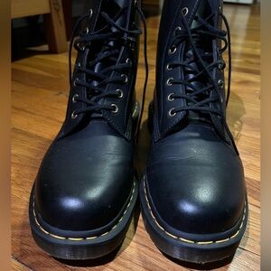 Dr. Martens Man's Lace Up Vegan Black Combat Boots.